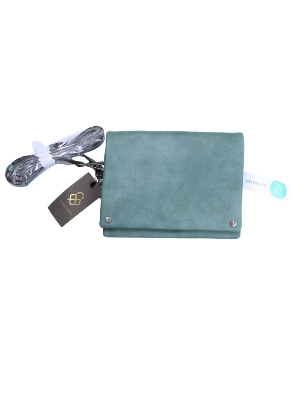 Street Level Teal Faux Leather Foldover Crossbody Shoulder Bag NWT Copy
